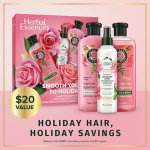 ($20 Value) Herbal Essences Smooth Holiday Gift Pack, Shampoo, Conditioner & Detangling Spray Herbal Essences