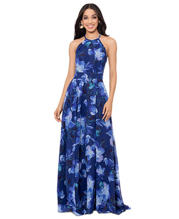 Petite Floral-Print Halter Gown Betsy & Adam