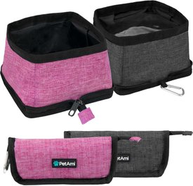 PetAmi Collapsible Polyester Dog & Cat Bowl, 2 count PetAmi