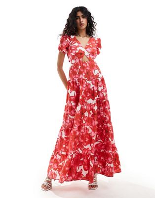 Style Cheat midaxi dress in cherry floral  Style Cheat