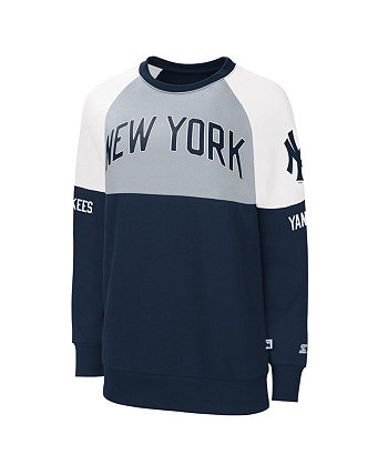 Женский темно-серый пуловер с реглановым узором New York Yankees Baseline Starter