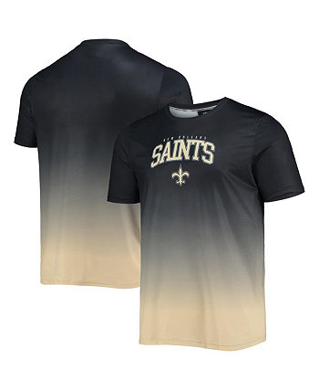 Мужская черно-золотая купальная рубашка New Orleans Saints Gradient Rash Guard FOCO