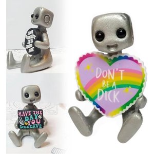 Your Anxiety is A Lying H*e Robot,Cute Tiny Robot Figure with Slogan, Fun Office Desk Decorations, Hack Your Anxiety,for Friends Family Yourself Gifts (F-1PCS) Seniver