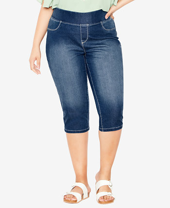 Укороченные джинсы без застежки цвета сливочного денима больших размеров AVENUE
