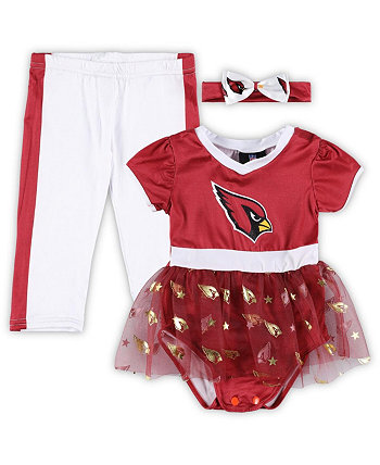 Младенческие мальчики и девочки кардинал, белый костюм-пачка с хвостовой дверью Arizona Cardinals Game Day, комплект Jerry Leigh