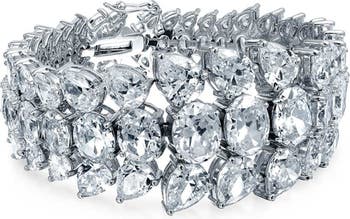 Bridal Pear CZ Cluster Bracelet Bling Jewelry