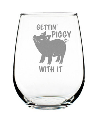 Gettin' Piggy Funny Pig Gifts без бокала для вина, 17 унций Bevvee