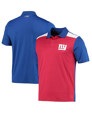 Men's Red, Royal New York Giants Challenge Color Block Performance Polo Shirt MSX by Michael Strahan