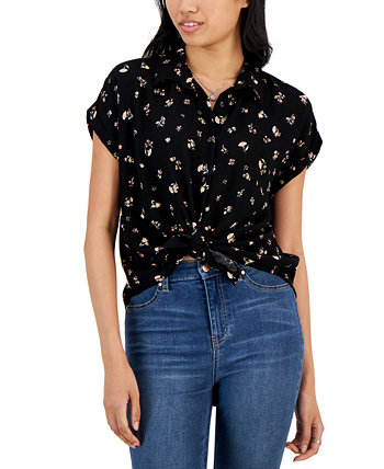 Текстурированная рубашка с короткими рукавами и принтом для юниоров Hippie Rose