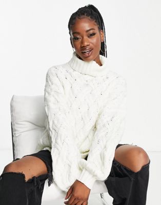 Кремовый вязаный свитер крупной вязки с решеткой In The Style x Billie Faiers In The Style
