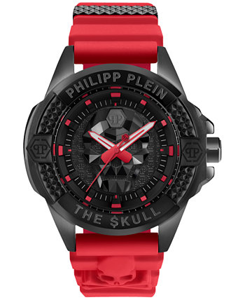 Мужские часы The Skull с красным силиконовым ремешком, 44 мм Philipp Plein