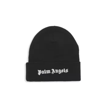 Хлопковая вязаная шапка с логотипом PALM ANGELS
