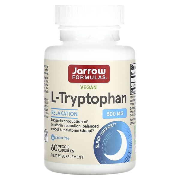 L-Триптофан - 500 мг - 60 растительных капсул - Jarrow Formulas Jarrow Formulas