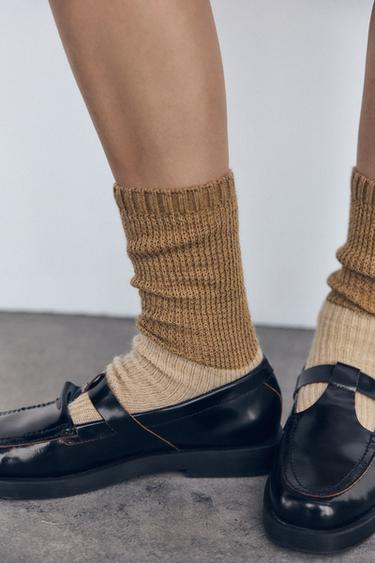 Женские Носки Zara TEXTURED KNIT PATCHWORK SOCKS ZARA