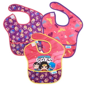 Bumkins Baby Bibs, SuperBib 3-Pack, Baby & Toddler Ages 6-24 Mos (DC Comics Move Over) Bumkins