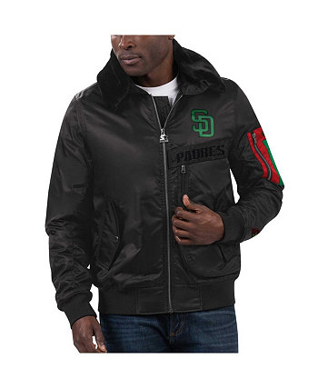 Мужская черная атласная куртка с молнией во всю длину x Ty Mopkins San Diego Padres Black History Month Starter