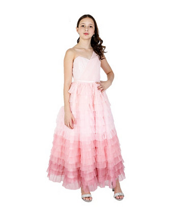 Многоярусное платье макси на одно плечо с лифом и блестками для больших девочек Christian Siriano