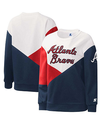 Женский белый, темно-синий пуловер с открытыми плечами Atlanta Braves Starter