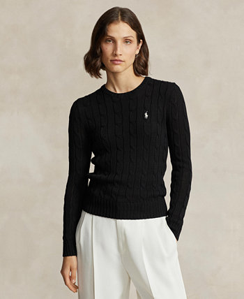 Women's Cable-Knit Cotton Crewneck Sweater Polo Ralph Lauren