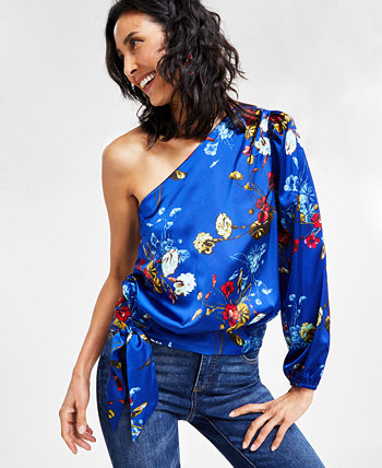 Женская атласная блузка на одно плечо с завязками по бокам, созданная для Macy's I.N.C. International Concepts