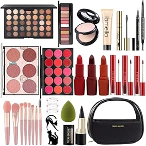 MISS ROSE M All In One Full Makeup Kit,Multipurpose Women's Makeup Sets,Beginners and Professionals Alike,Easy to Carry (Black) Miss Rose