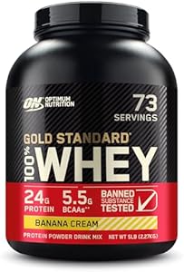 Протеиновый порошок Gold Standard 100% Whey с банановым вкусом, 680 г, 24 г белка на порцию Optimum Nutrition