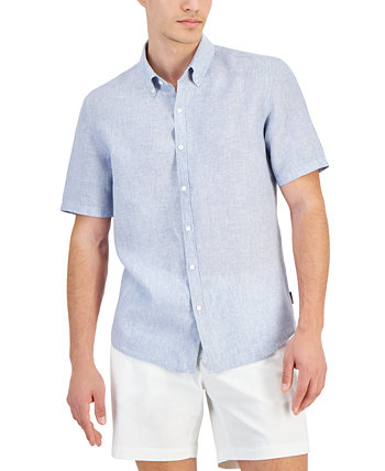 Men's Slim-Fit Stripe Button-Down Linen Shirt Michael Kors