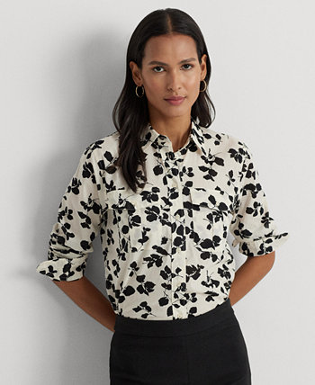 Женская хлопковая рубашка с принтом, стандартная и миниатюрная LAUREN Ralph Lauren
