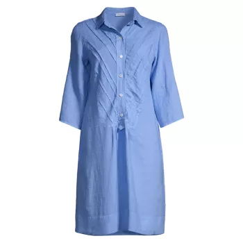 Льняное платье-рубашка миди с защипами ROSSO35