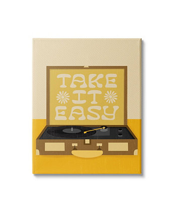 Настенное искусство на холсте с проигрывателем пластинок Take it Easy, 24 x 1,5 x 30 дюймов Stupell Industries