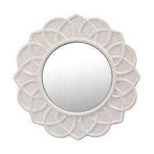 Декоративное круглое керамическое настенное зеркало цвета слоновой кости белого цвета с цветочным рисунком STONEBRIAR