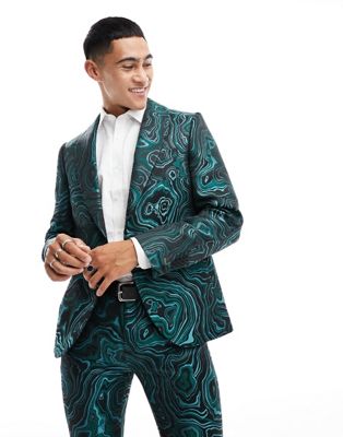 Зеленый мраморный пиджак Twisted Tailor adichi Twisted Tailor