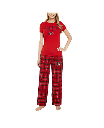 Женский комплект для сна из алой и черной футболки San Francisco 49ers Arctic и фланелевых брюк Concepts Sport