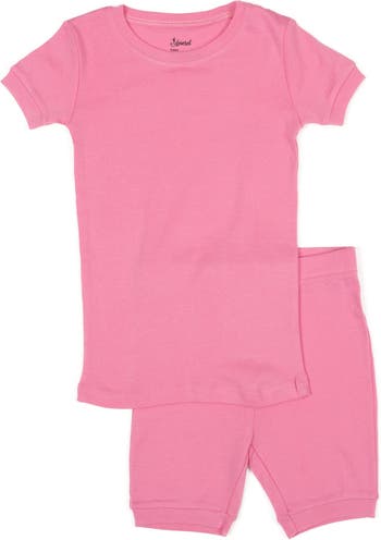 Светло-розовая хлопковая пижама-шорты из двух частей Leveret