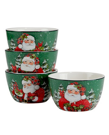 Рождественский домик Санта-Клауса, набор из 4 чаш для мороженого Certified International