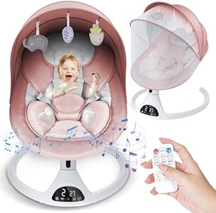 Omzer Electric Baby Swing for Infant - Bluetooth Enabled Remote Control Music Speaker Baby Swing with Timing Function & 5 Swings Speed. Omzer