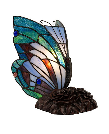 Настольная лампа из витражного стекла с лампой-бабочкой в стиле Тиффани Lavish Home