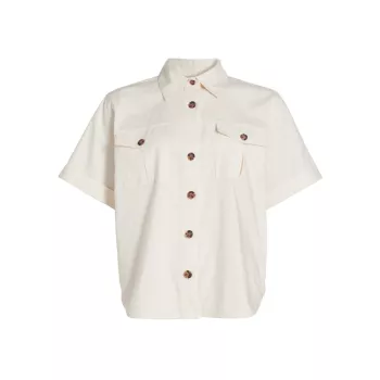 Patch Pocket Cotton-Linen Utility Shirt FRAME