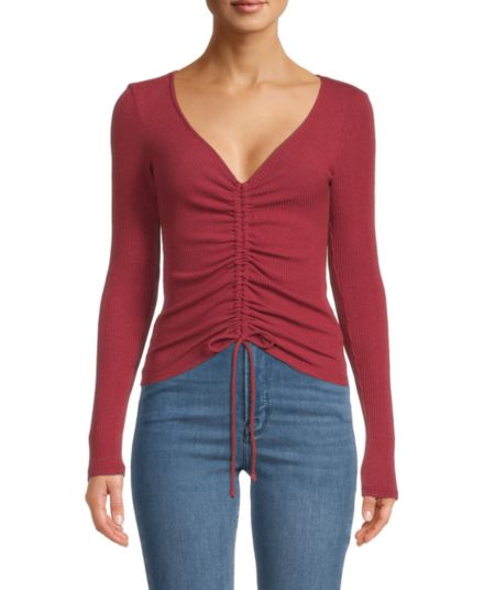 Selena Shirred V-Neck Ruched Top Project Social T