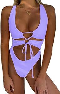 CHYRII Women's Sexy Cutout Lace Up Backless High Cut One Piece Swimsuit Monokini CHYRII