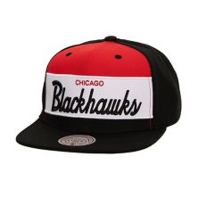 Men's Mitchell & Ness Black Chicago Blackhawks Retro Script Colorblock Snapback Hat Mitchell & Ness