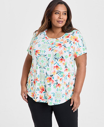 Plus Size  Scoop-Neck Short-Sleeve Top, Exclusively at Macy's J&M Collection