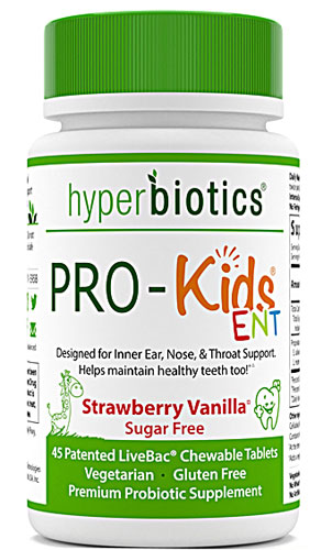 PRO-Kids ENT, Детские жевательные пробиотики, Клубника Ваниль - 45 таблеток - Hyperbiotics Hyperbiotics