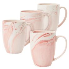 Set of 4 Pink Marble Ceramic Mugs for Coffee, Hot Cocoa, Tea (16oz) Juvale