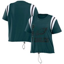 Women's WEAR by Erin Andrews Midnight Green Philadelphia Eagles Cinched Colorblock T-Shirt WEAR by Erin Andrews