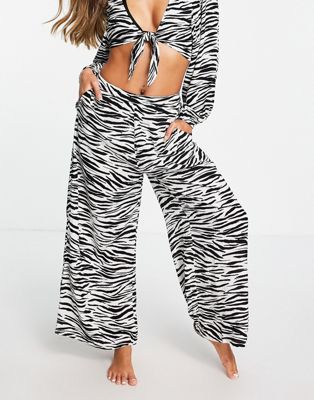 Iisla & Bird oversized beach pant in zebra print - part of a set Iisla & Bird