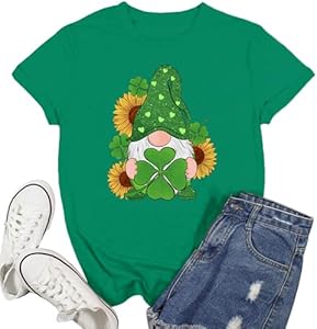 St Patricks Day Shirt for Women Lucky Shamrock Paddy's Day Tshirt Irish Clover Tee Top Ascrazy