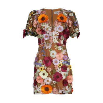 Мини-платье Rosalind с цветочной аппликацией Elliatt