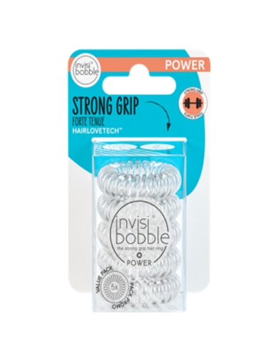 Invisibobble Power Strong Grip Hair Ring Multipack Crystal Clear -- 5 Rings Invisibobble
