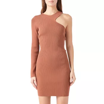 Cut Out One Sleeve Knit Dress Endless rose